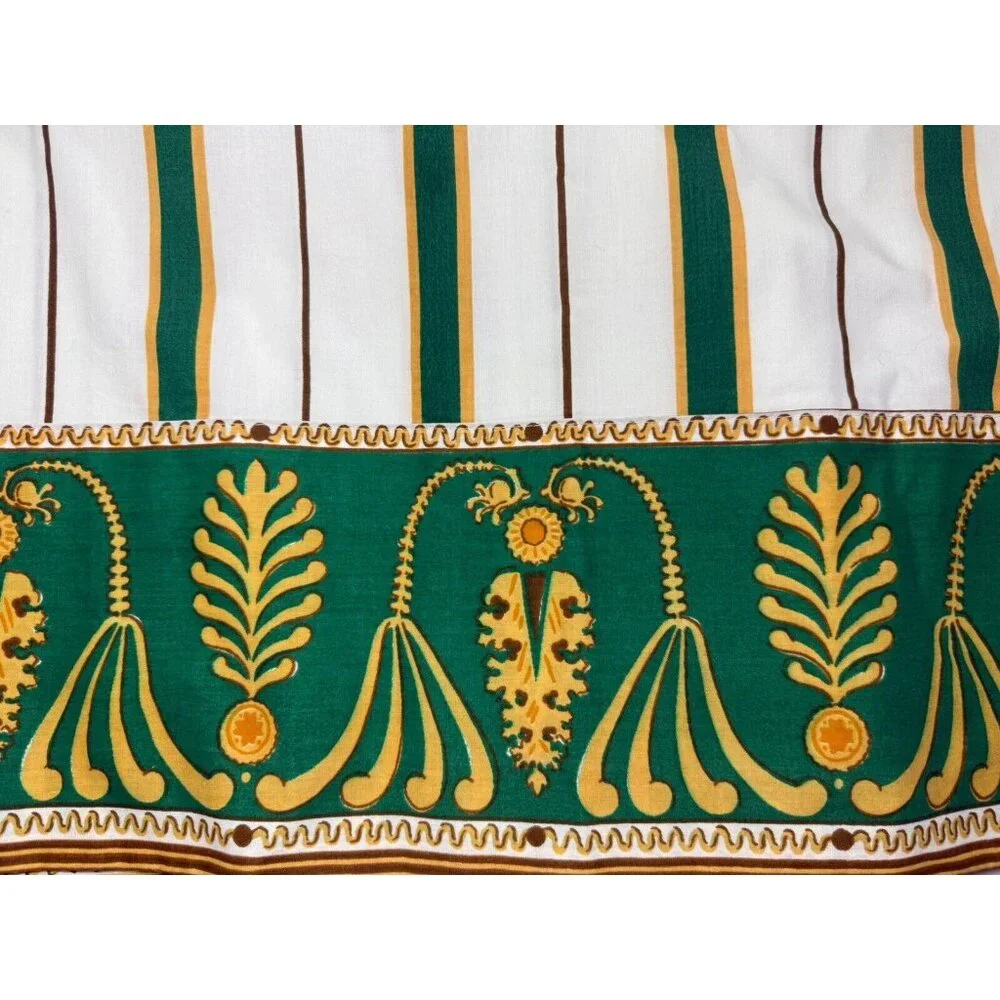 Yves Saint Laurent Queen Flat Sheet YSL Vintage 1977 Green Stripe Regal Bedding